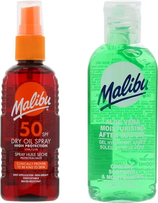 Image de Huile bronzante Malibu SPF50 100 ml + Après-soleil à l'aloe vera 100 ml