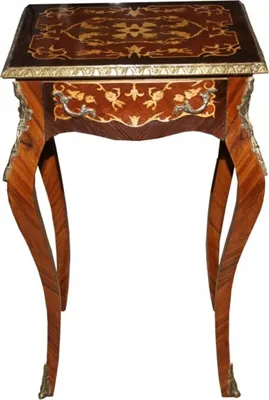 Produktbild von Casa Padrino Barock Kommode mit Schubladen  Braun Intarsien H 77 cm, B 45 cm - Antik Stil - Nachttisch Konsole