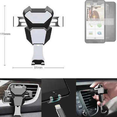 Produktbild von K-S-Trade Lüftungshalterung kompatibel mit Emporia smart.5 kompakte Handy-Halterung Lüftungsschlitz Lüftungsgitter Autohalterung KFZ Auto-Halterung