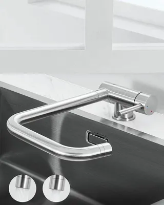 Obrázek produktu pro Vysokotlaká kuchyňská baterie, sklopná, 2 typy proudu, otočná o 360°, nerezová ocel