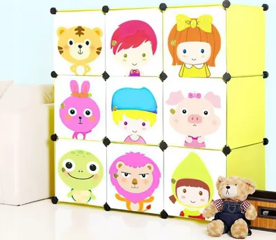 Produktbild von MODULARER KLEIDERSCHRANK FÜR KINDER, KLAPPBARER KLEIDERSCHRANK Spielzeug Kleiderschrank