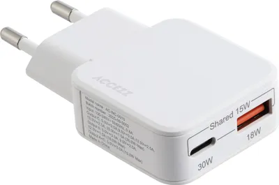 Obrázek produktu pro Accezz Ultra Slim GaN nabíječka – USB-C + USB-A – 30 W – bílá