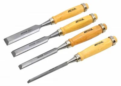 Immagine prodotto di Set di scalpelli Awtools con manici in legno 4 pezzi 6/12/18/24 mm