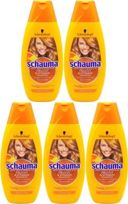 Produktbild von 5x Schauma Shampoo FRUCHT + VITAMIN 400ml Superfrucht-Extrakte für normales Haar