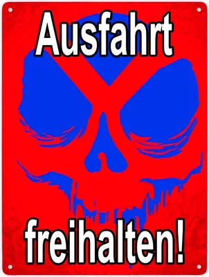 Produktbild von Metallschild XXL in 28x38 cm Ausfahrt freihalten! - mit Totenkopf Halteverbot