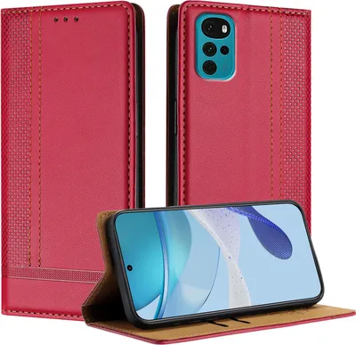 Produktbild von Handyhülle für Motorola Moto G22 Leder Flip Klappbare Schutzhülle mit Standfunktion Rot