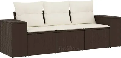 Produktbild von vidaXL 3-tlg. Garten-Sofagarnitur mit Kissen Braun Poly Rattan