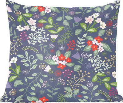 Produktbild von MuchoWow® Zierkissen Sofakissen Wohnzimmer Dekokissen 45x45 cm Eine florale Illustration mit viel Farbe - Schlafpolster - Polster für das Sofa