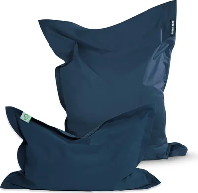 Produktbild von Green Bean® 2er Set SQUARE XXL Sitzsack + BeBi Sitzsack - mit EPS Perlen Füllung & waschbarem, abnehmbarem Bezug für Kinder & Erwachsene - Dunkelblau