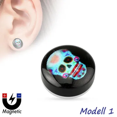 Produktbild von Fake Magnet Plug Piercing Ohrring Totenkopf Modell 1