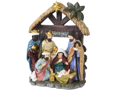 Produktbild von Weihnachtskrippe Figuren Krippe Polyresin detailreich 15,5×7×20cm
