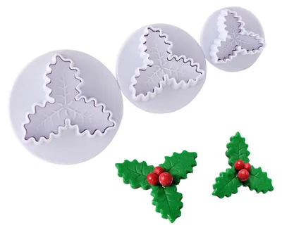 Produktbild von Ausstecher für Weihnachtsstechpalmenblätter, Fondantform, Dekoration für Weihnachtskuchen und Cupcakes