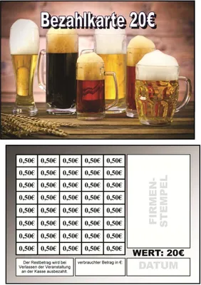 Produktbild von 800 Abstreichkarten Verzehrkarten Wertmarken Guthabenkarten 20 Euro Bezahlkarten 800VB20