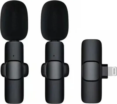 Immagine prodotto di Microfono lavalier wireless Lightning doppio con capelli lunghi (2 in set) K1 nero