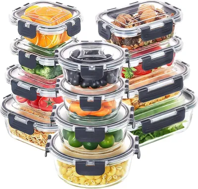 Image de Skroam Set de 24 récipients en verre avec couvercle, boîtes de conservation, sans BPA