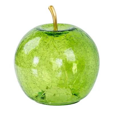 Produktbild von LED Apfel H17cm Grün Glas Dekolampe Timer Tischlampe Stimmungslicht Dekoleuchte Crackle Look