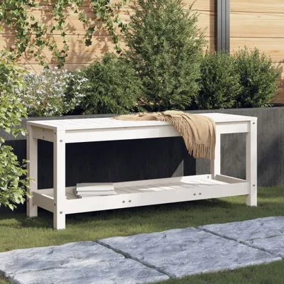 Produktbild von Cloris Designermöbel Gartenbank Weiß 108x35x45 cm Massivholz Kiefer 2024 Neu