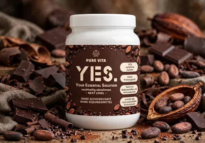 Immagine prodotto di YES Diätshake al cioccolato fondente. Ingredienti 100% naturali. 100% salutare