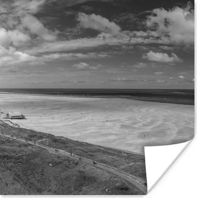 Produktbild von MuchoWow® Poster Wattenmeer - Strand - Schwarz - Weiß 100x100 cm - Babyzimmer