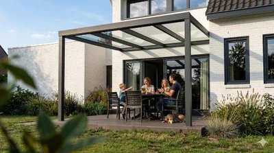 Produktbild von 606 x 350cm Aluminium Terrassenüberdachung Salzburg Anthrazit mit Glas Klar