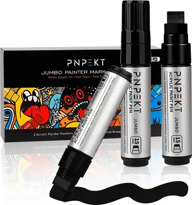 Produktbild von Acryl Marker 3-in-1 Keilspitze 15mm wasserfest 7 Farben Marker Stifte für Steine Holz Window - Weiß Schwarz
