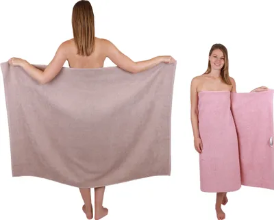 Produktbild von Betz 2 Stück XXL Duschtücher 100 x 150 cm BERLIN  Badetücher 100% Baumwolle Farbe – cappuccino-lotus