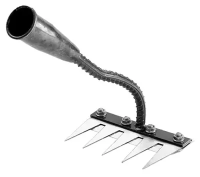 Produktbild von Gartenrechen, robuster Unkrautstecher aus Kohlenstoffstahl mit 5/6/7/8 Zinken, Handrechen zum Ausreißen von Unkraut für Garten, Rasen, Landschaftsbau