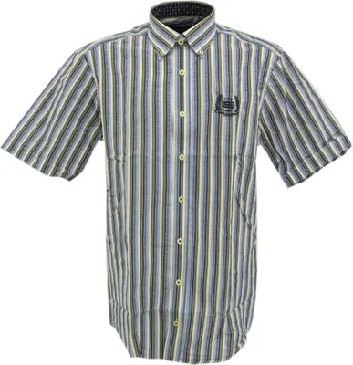 Produktbild von 30086 Casa Moda, ,  Herren kurzarm Hemd, Popeline , blau weiß braun gestreift, M