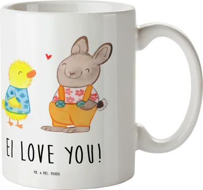 Produktbild von Mr. & Mrs. Panda Trinklernbecher Ostern Freundschaft - Weiß - Geschenk, Ostergeschenke, Hase, Pott, Küken, Plastikbecher, Haferl, Frühling, Kindergarten Tasse, Ostergrüße