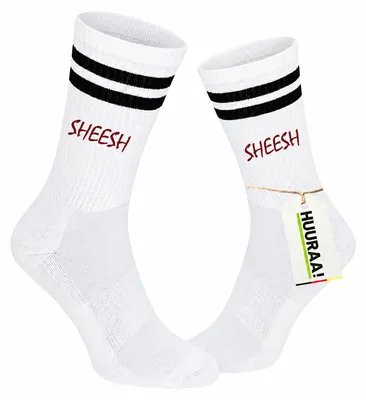 Produktbild von Huuraa Uni Socken Sheesh Jugendwort 42/46 Black Baumwolle Tennissocken Geschenkidee