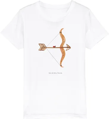 Produktbild von Mr. & Mrs. Panda Kleinkinder T-Shirt Sternzeichen Schütze 7-8 Jahre (122/128) - Weiß - Geschenk, Kinder Jungen, Geburtstag November, Kindershirt, Teenager, Dezember, Öko