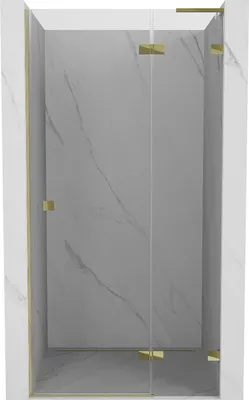 Image de Mexen Lunar L porte de douche pivotante droite 80 cm, transparent, doré - 834L-080-000-50-00-P