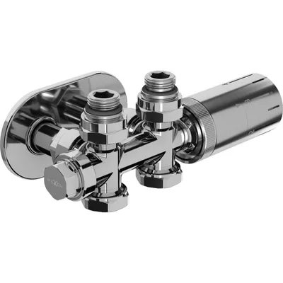 Zdjęcie produktu dla Mexen G05 zestaw termostatyczny kątowy/prosty z maskownicą S, Duplex, DN50, chrom - W908-958-910-01