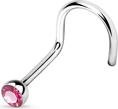 Produktbild von viva-adorno 1,0mm Nasenstecker gebogen Zirkonia Kristall Strass Nasen Piercing Spirale Stud Nasenring Z325, Pink / Rosa