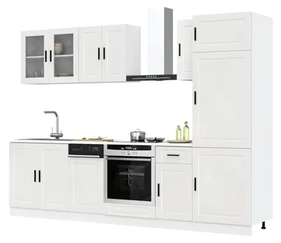 Produktbild von Schränke & Aufbewahrungs-Küchenschränke - 8-teiliges Küchenschrank-Set Kalmar Hochglanz-Weiß Holzwerkstoff