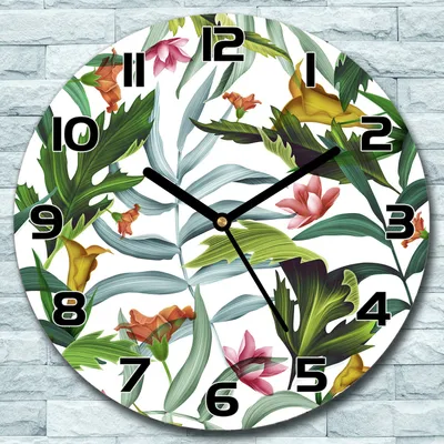 Produktbild von Wanduhr aus Glas Rund fi 30 Blätter Farbenfrohe Quarz Deko Schlafzimmer Büro