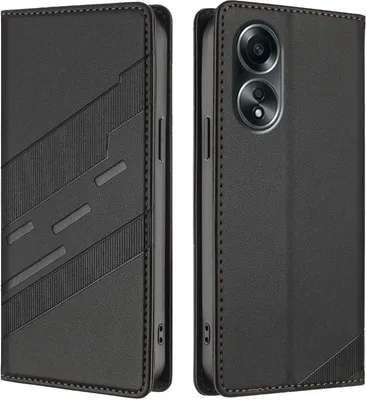 Immagine prodotto di Custodia per Oppo A58 4G, custodia a portafoglio in Finto cuoio con slot per schede e funzione stand Schwarz
