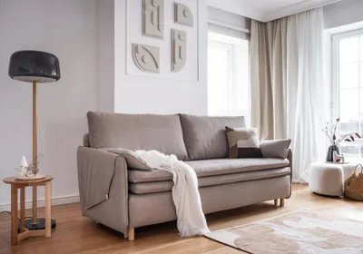 Produktbild von MIUFORM Simon - Sofa mit Bettfunktion - 207x90cm - Taupe - 3-Sitzer Schlafsofa