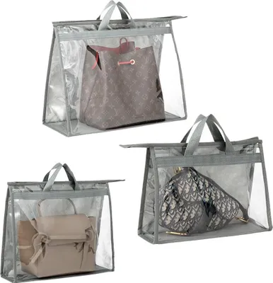 Produktbild von Transparente PVC Aufbewahrungstaschen - platzsparend - 3 Stück - grau