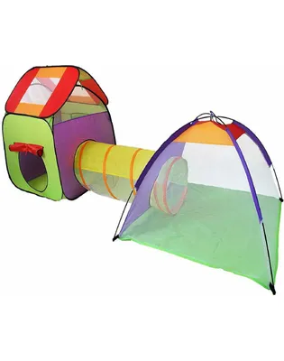 Produktbild von Spielzelt  + Tunnel + Tasche Kinderzelt  Babyzelt  Pop Up 3-teiliges XL Kinderzelt mit Tunnel