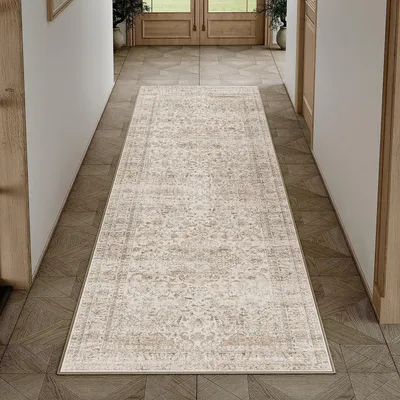 Productafbeelding van Läufer, vloerkleed, 60x240 cm, beige, vintage stijl, wasbaar, polyester