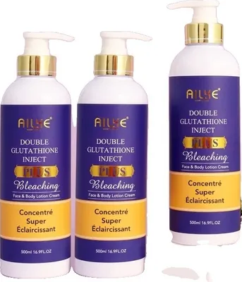 Image de Soin de la peau au glutathion, Eclaircissant, Correcteur de taches brunes, Hydratant, 3 bouteilles de lotion