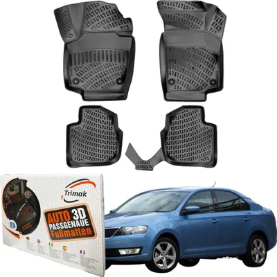 Produktbild von Trimak Autofußmatten kompatibel mit SKODA RAPID ab 2012 Auto Allwetter Gummimatten