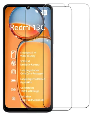 Image de 2x film de protection pour Xiaomi Redmi 13C film de téléphone portable protection en verre blindé film de protection d'écran