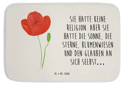 Produktbild von Mr. & Mrs. Panda Badteppich Blume Mohnblume - Weiß - Geschenk, Motivation, Badematte, Badläufer, Respekt, Garten, Mohn, Badvorleger, duschmatte, Selbstliebe, Glaube