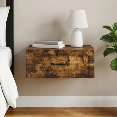 Immagine prodotto di Maison Exclusive - Comodino da parete in legno di quercia affumicata, dimensioni 49 x 34,5 x 20 cm