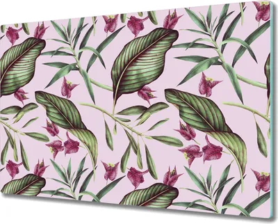Produktbild von Glas Schneidebrett Herdabdeckplatten Schneideplatten - 80x52 cm - Tropische Blumen