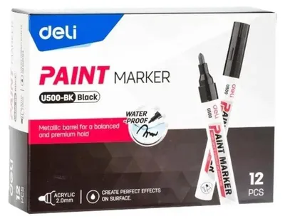 Obrázok produktu pre Olejová fixka 2 mm, čierna (12 ks) DELI