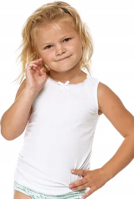 Immagine prodotto di Abbigliamento per bambine - Taglie di biancheria intima per bambini - Canottiera in cotone bianca - Canottiera per bambini - Canottiera bianca