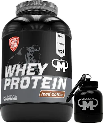 Produktbild von Mammut Nutrition - Whey Protein 3000 g Dose - 120 Portionen Eiweiß + GRATIS Powderbank, Geschmack: Iced Coffee